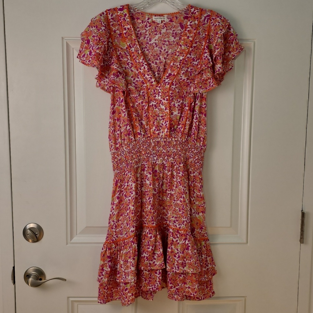 Poupette St. Barth Pink and Orange Floral Dress.  Size Medium